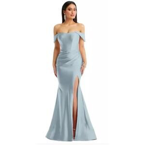Cynthia & Sahar Womens XXL Blue Satin Corset Mermaid Evening Dress Gown CS101